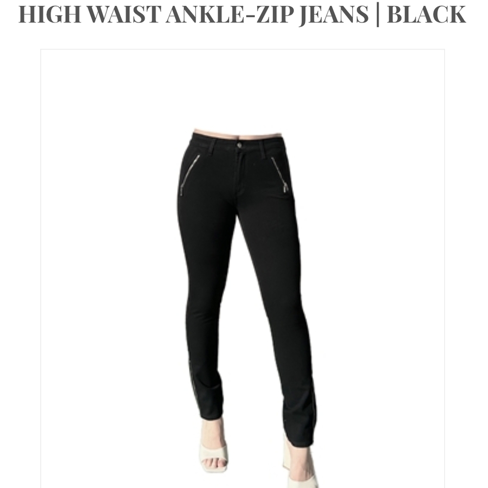 Fabrizio Gianni Jeans with Zipper Details Black Size 12 NWT
